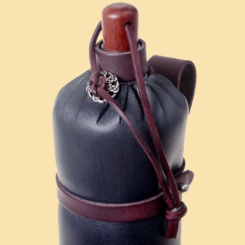 Preview: Leder-Trinkflasche - 1 Liter - schwarz